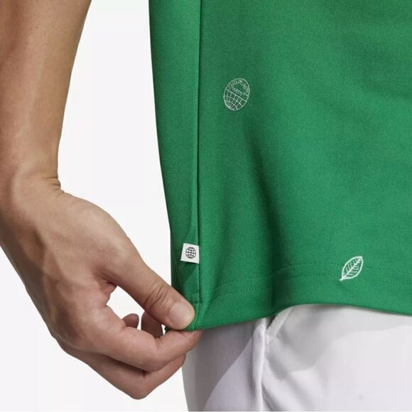 adidas Polo Golf Green SS All Over Monogram Embroidery Stretch - Picture 4 of 9